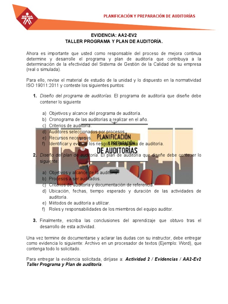 Formato Evidencia AA2 Ev2 Taller Programa y Plan de Auditoria | PDF ...