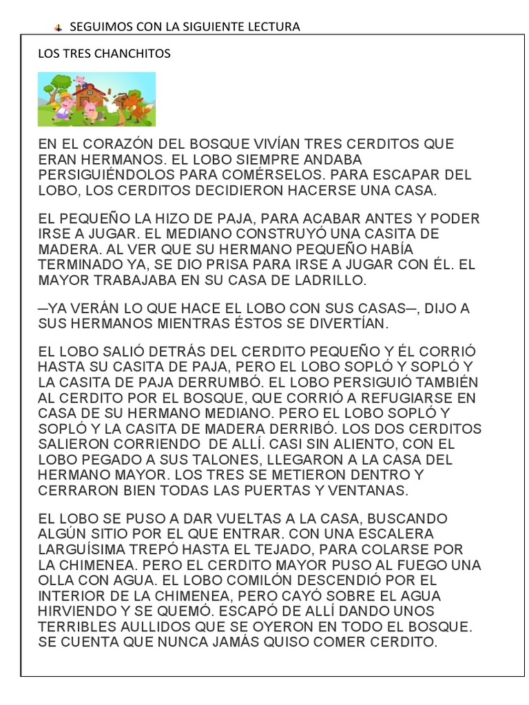 Cuento completo de los tres chanchitos | PDF