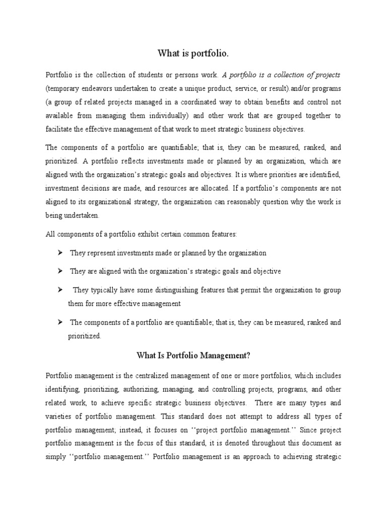 What Is Portfolio PDF Project Management Strategic Management