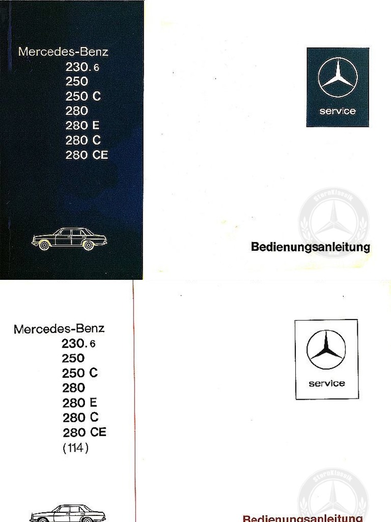W114 メルセデスベンツ　取説　230 280ce Mercedes-Benz 230.6, 250, 250C, 280E, 280C, 280CE, W114
