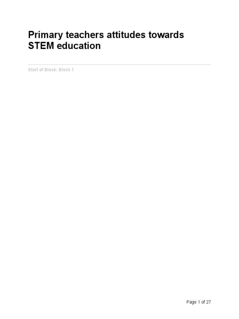 Primary Teachers on STEM Education | PDF | Science, Technology ...