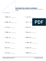 Grade 5 Dividing Decimals 2d by Whole Number B