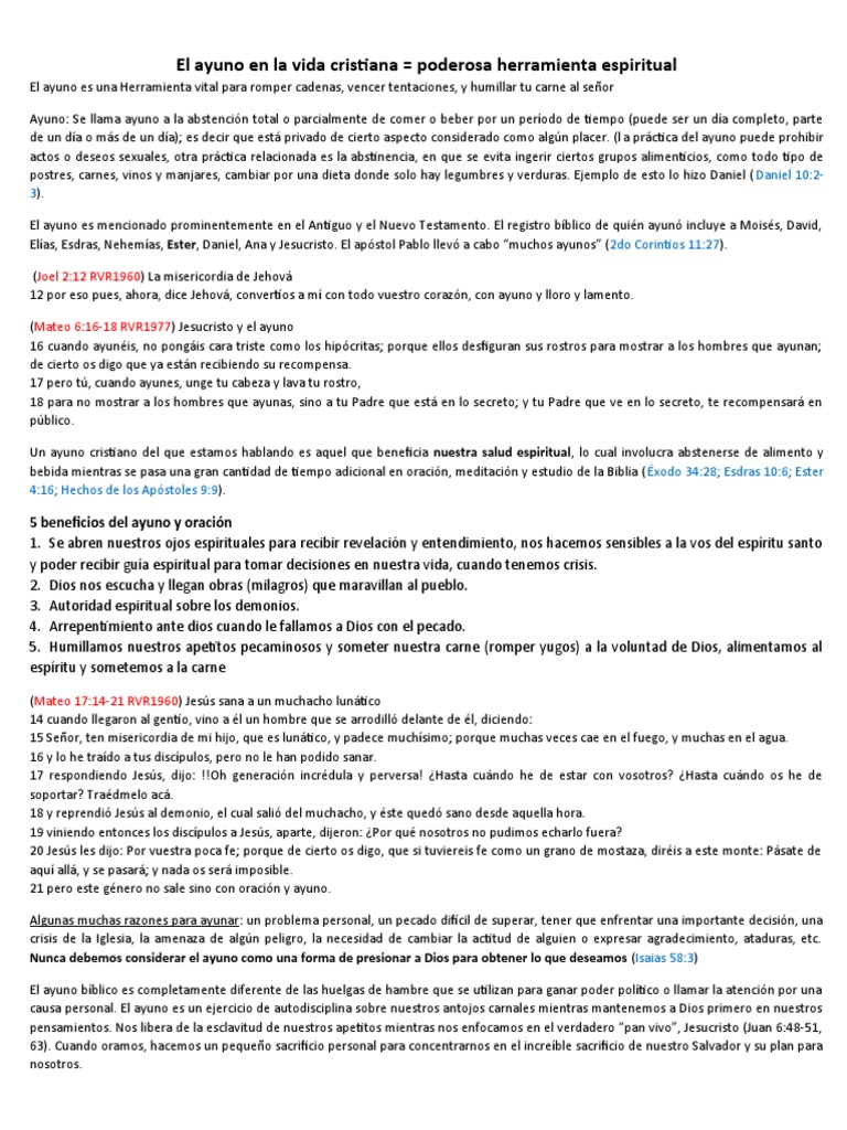 El Ayuno en La Vida Cristiana PDF Rápido Pecado