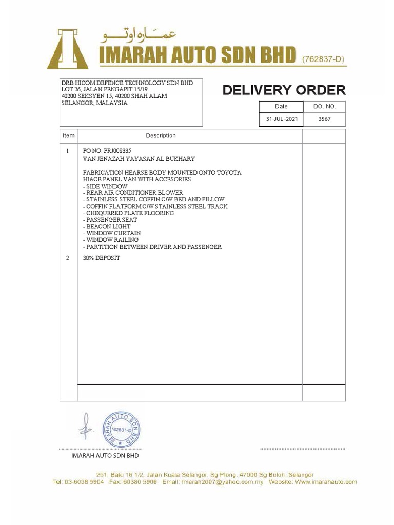 Delivery Order ...