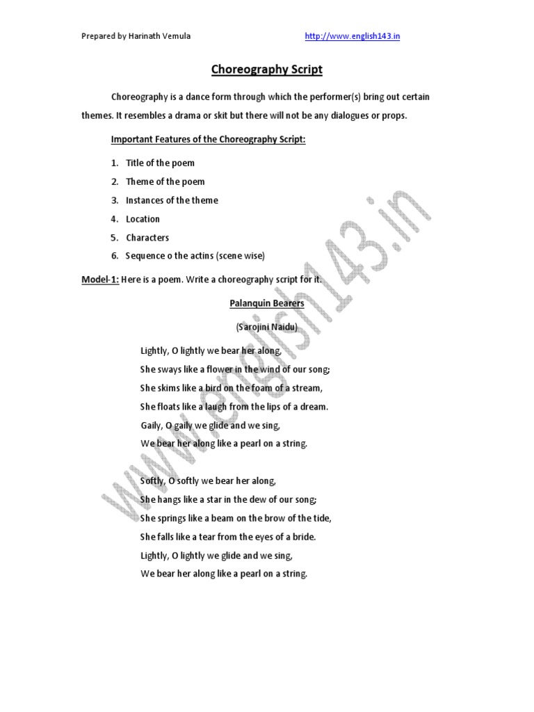 Choreography Script For The Poetry | PDF | Poetry
