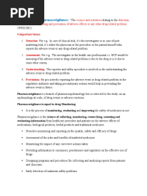 Brief Notes On Pharmacovigilance