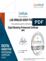Certification - Digital Marketing Professional Certificate DMPC - Luis Godoy Fuentes