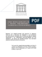 Curso: Técnica Legislativa, Prácticas Y Proceso Parlamentario en El Congreso de La Ciudad de México