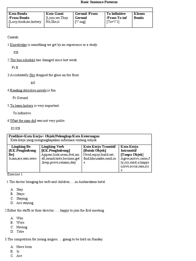 Basic Sentence Patterns Red Blood Cell Blood