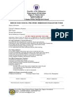 Pre Work Immersion Evaluation Form