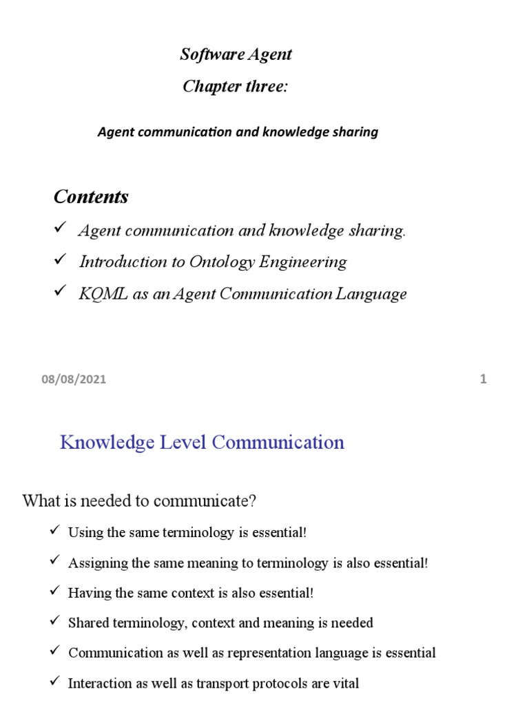 Agent Communication and Ontology Basics | PDF | Ontology (Information ...