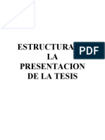 ESTRUCTURA DE LA PRESENTACIÓN DE TESIS