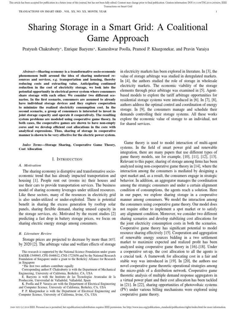 Smart Grid Storage Sharing Analysis | PDF | Game Theory | Smart Grid