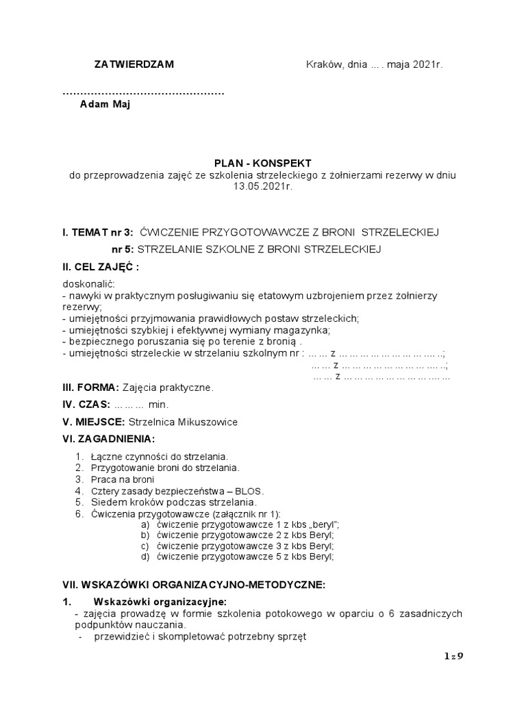 Strzelanie Szkolne Nr 1 Z Pistoletu Wojskowego