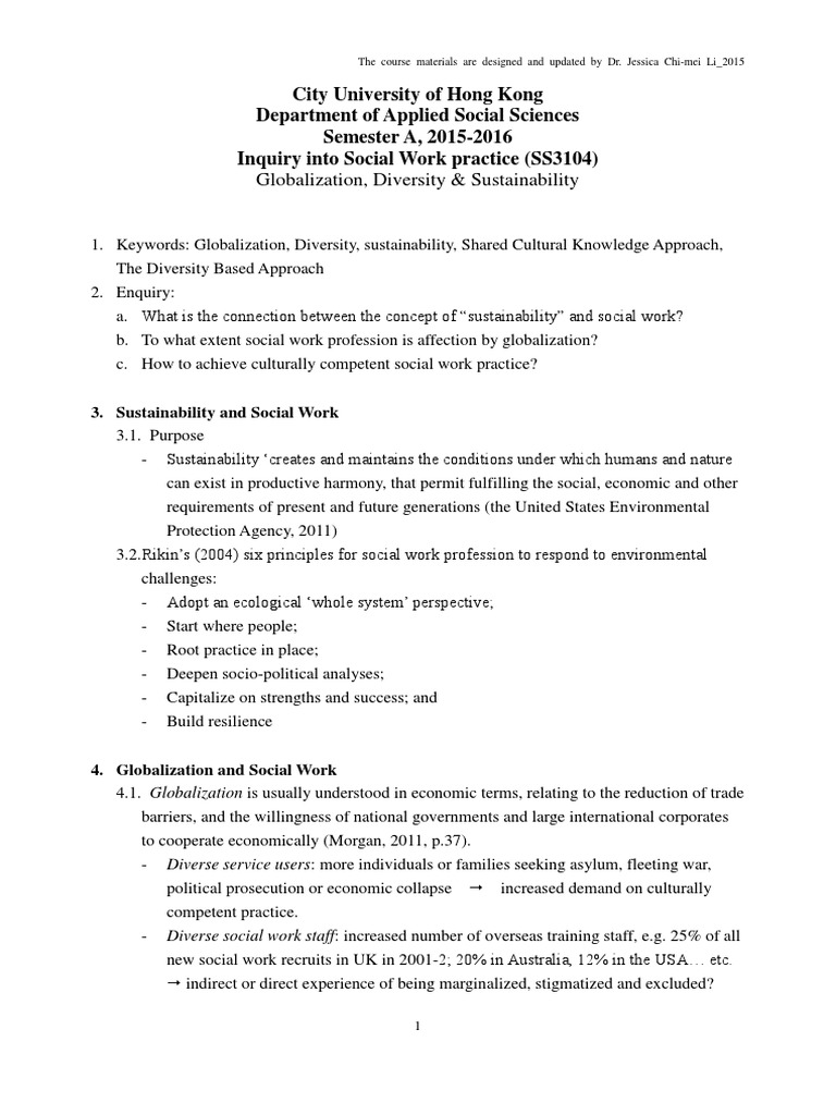 Globalization Diversity Sustainability Lecture Pdf