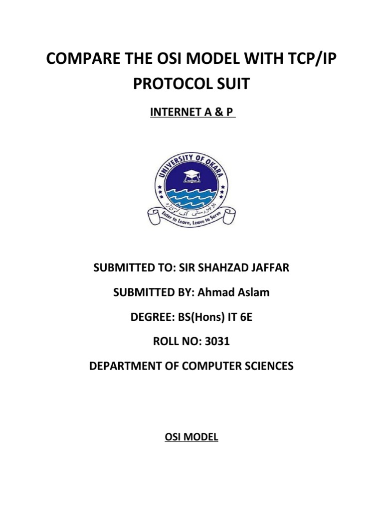 OSI vs TCP/IP Model Comparison | PDF | Internet Protocol Suite | Osi Model