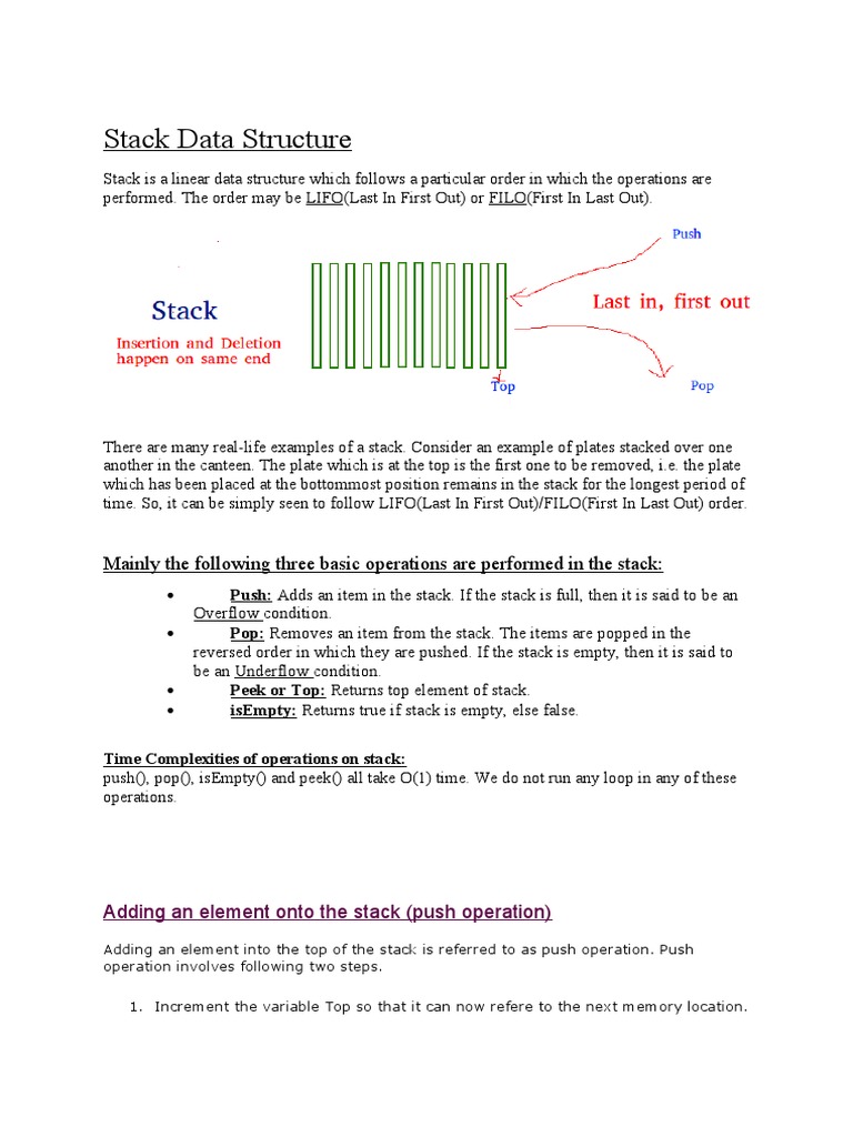 Stack Data Structure | PDF | Queue (Abstract Data Type) | Information ...