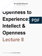 Openness To Experience: Intellect & Openness: Transcript Lecture 8