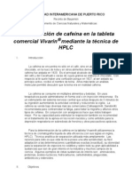 Determinación de Cafeína en La Tableta Comercial porHPLC