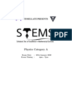 Physics Category A: Exam Date: 25th January 2020 Exam Timing: 4pm - 7pm