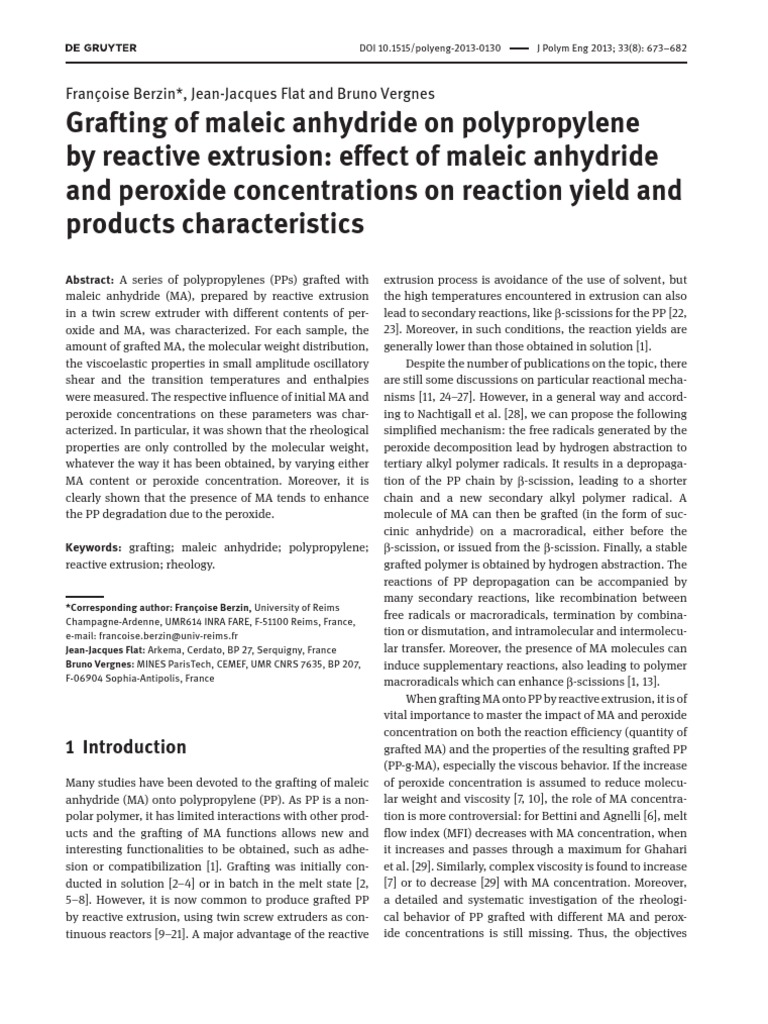 Maleic Anhydride Grafting on Polypropylene | PDF | Differential ...