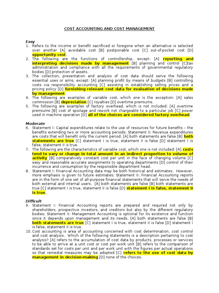 Cost Accounting and Cost Management | PDF | Cost Of Goods Sold | Inventory