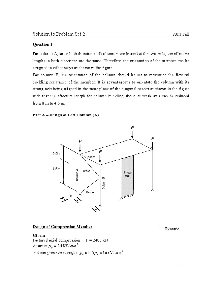 CIVL4320 Assignment+2+Solution+-+2013 | PDF | Buckling | Column