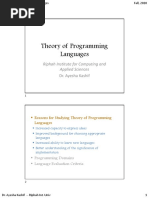 1-Theory of Programming Languages - Introduction