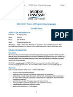 CSCI 3210: Theory of Programming Languages 3 Credit Hours: Instructor Information