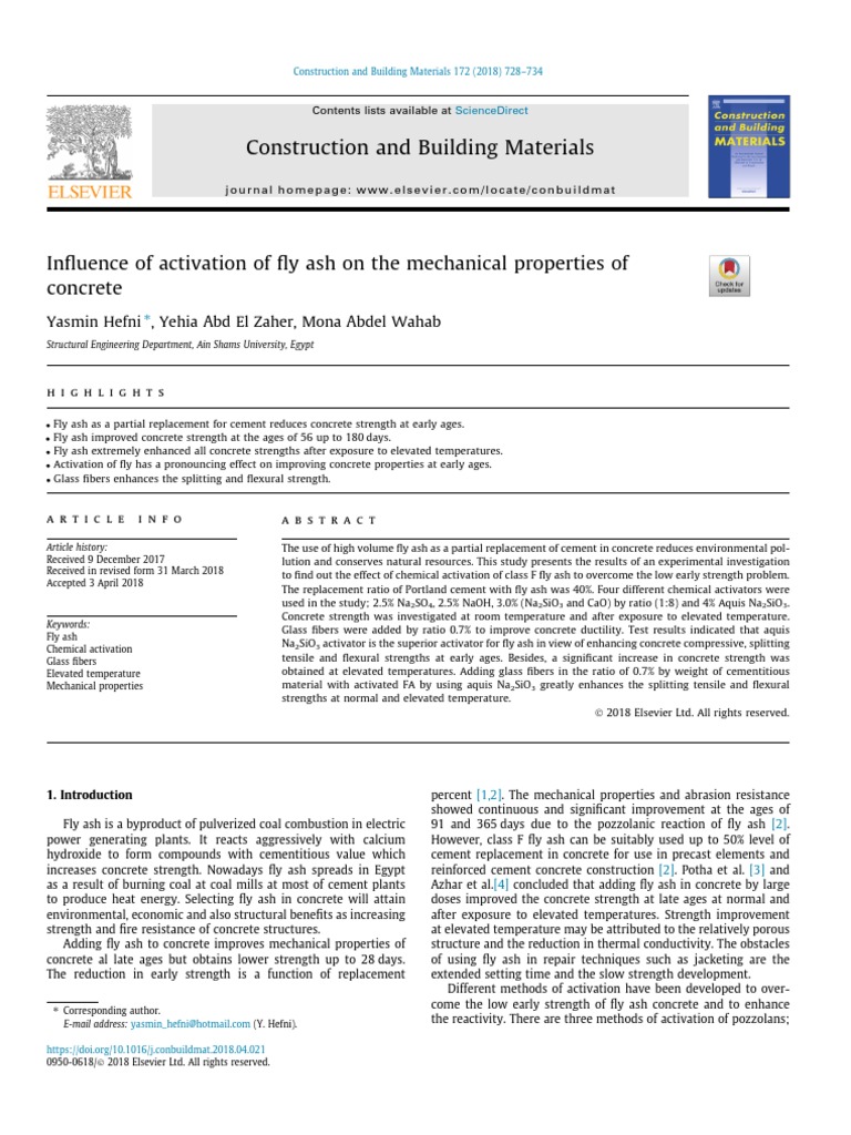 Influence of Activation of Fly Ash On The Mechanical Properties of ...