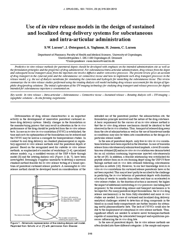 Use of in Vitro Release Models in The Design of Sustained and Localized ...