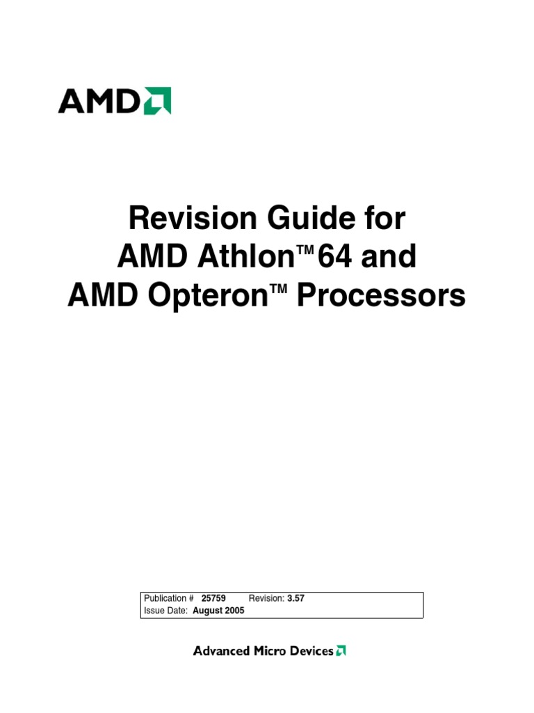 Revision Guide For AMD Athlon 64 and AMD Opteron Processors ...
