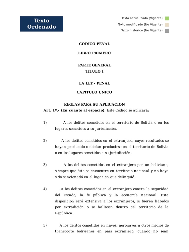 Reglas generales sobre la aplicación de la ley penal en el Código Penal