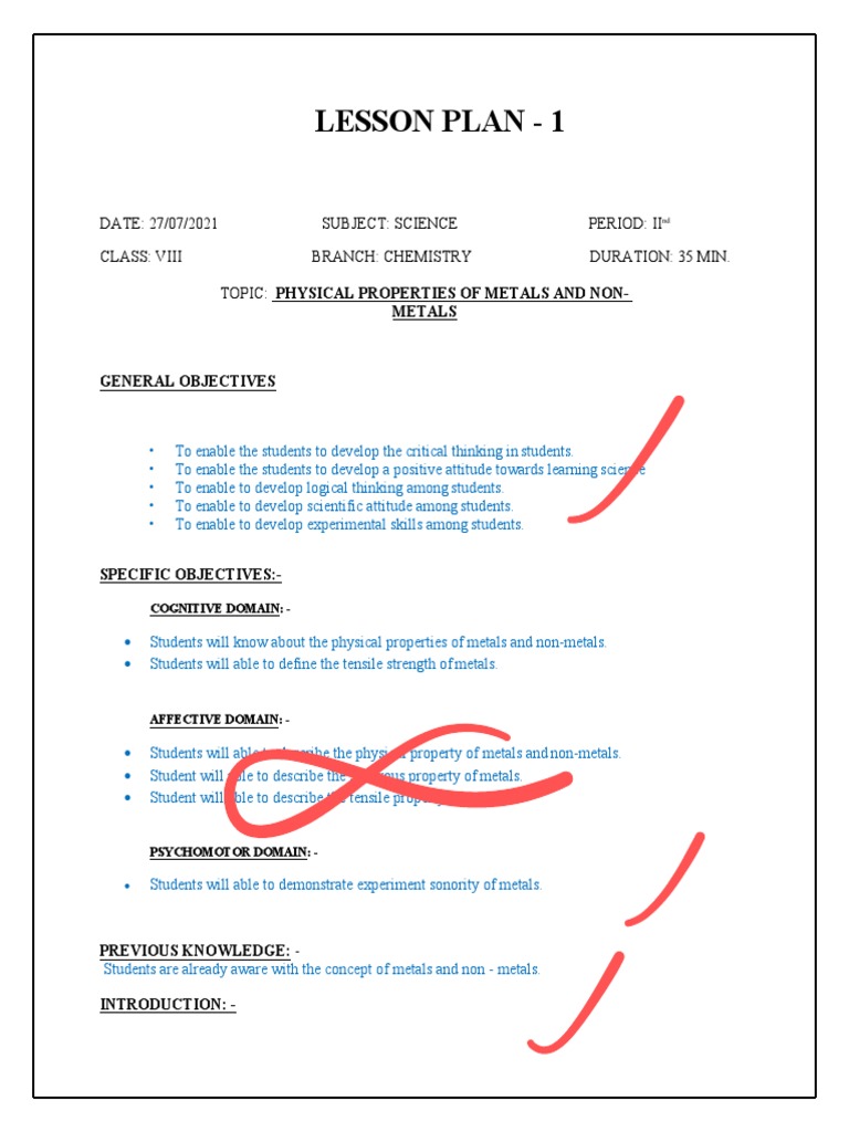 Edited - Rajat Lesson Plan | PDF | Metals | Lesson Plan