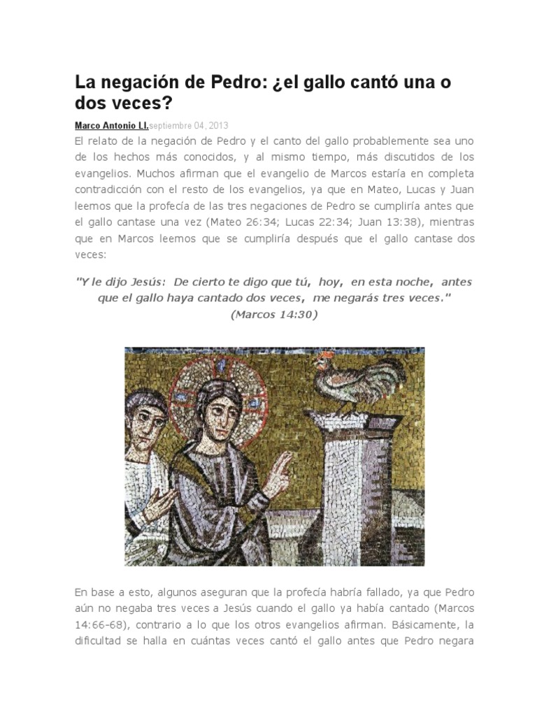 La Negación de Pedro PDF San Pedro Evangelio de Marcos
