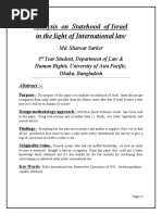 Analysis On Statehood of Israel in The Light of International Law