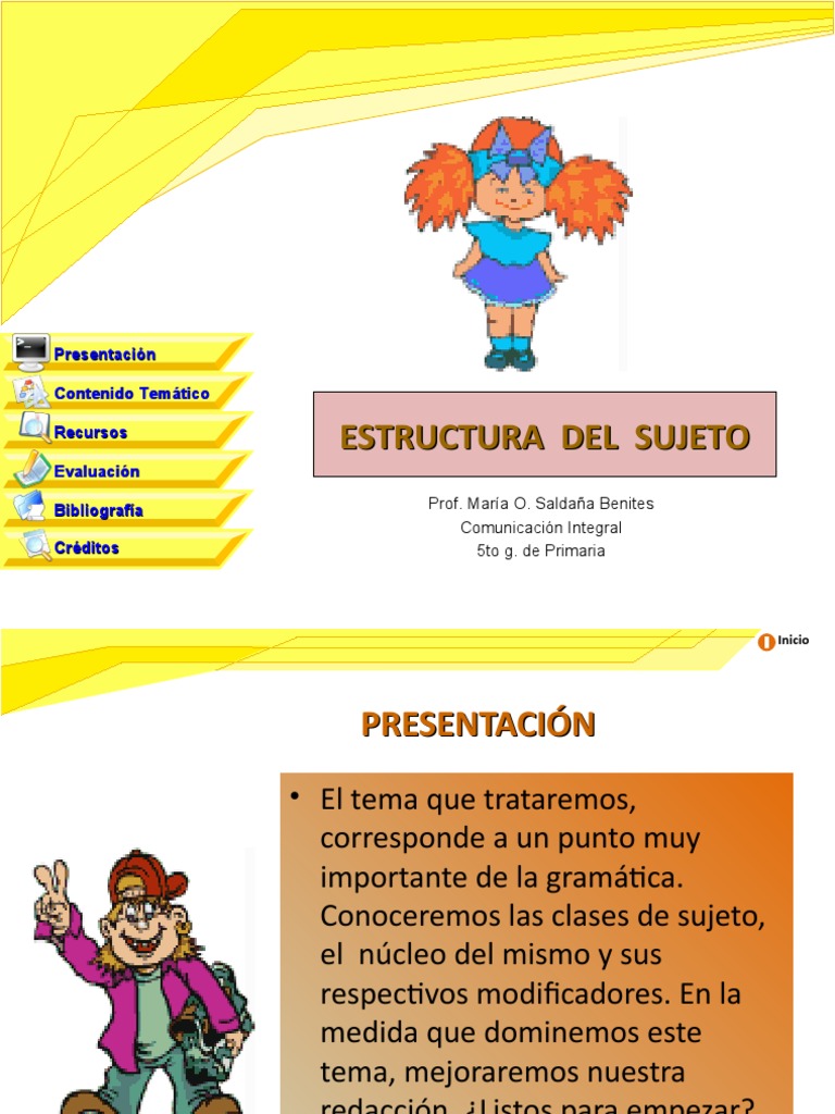 Sesión 4 Estructura Del Sujeto Pdf Asunto Gramática Adjetivo