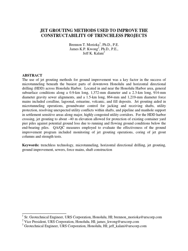 Jet Grouting for Trenchless Projects | PDF | Deep Foundation ...