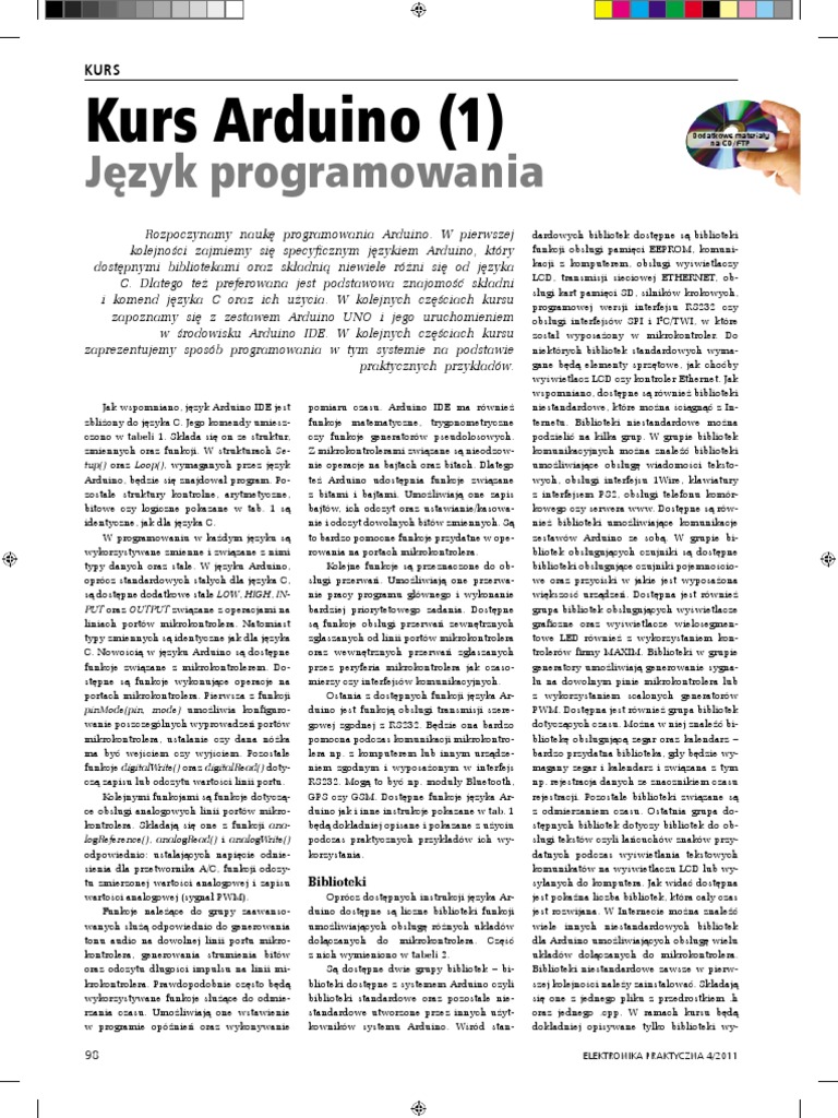 Język Programowania: Kurs Arduino | PDF