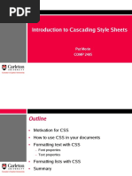 Introduction To Cascading Style Sheets: Pat Morin COMP 2405