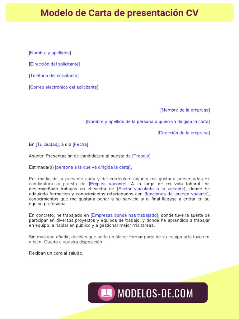 Modelo Carta Presentacion CV | PDF
