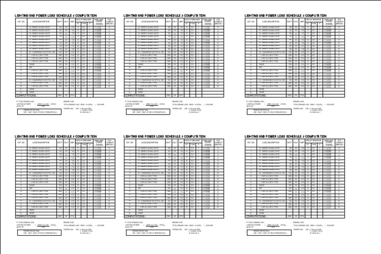 Lighting and Power Load Schedule | PDF | Machines | Building Engineering