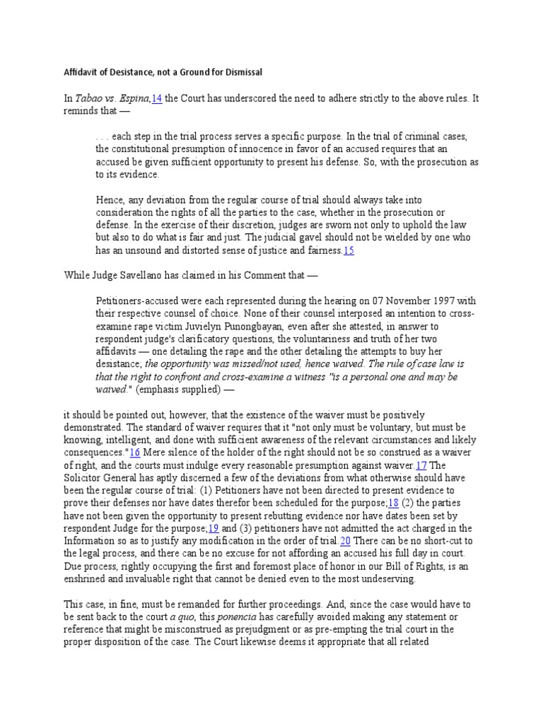 Affidavit of Desistance in Criminal Law | PDF | Witness | Affidavit