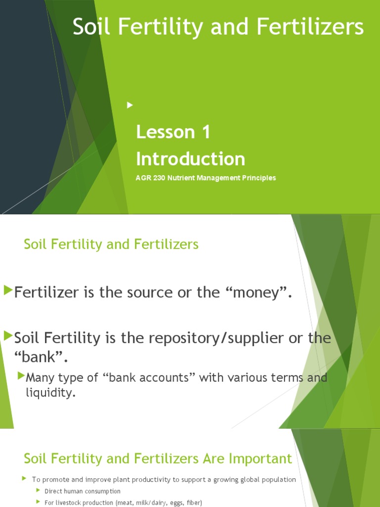 Soil Fertility and Fertilizers Lesson 1 PDF Agriculture