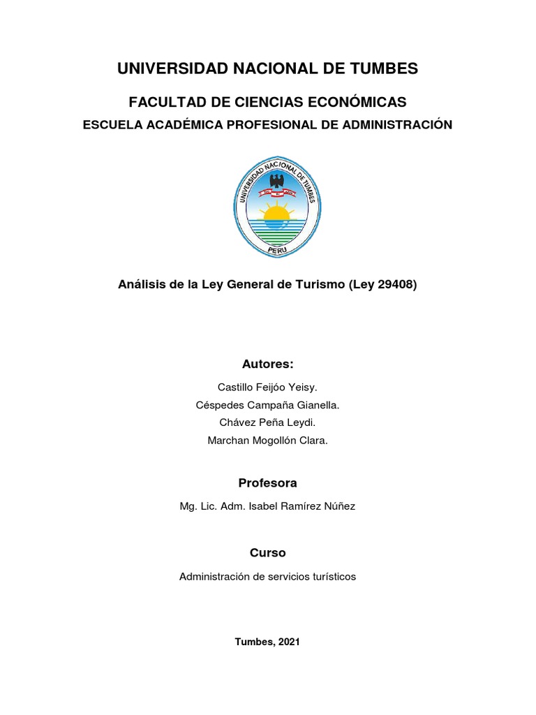 Practica 3 Ley General Del Turismo N 29408 Pdf Turismo
