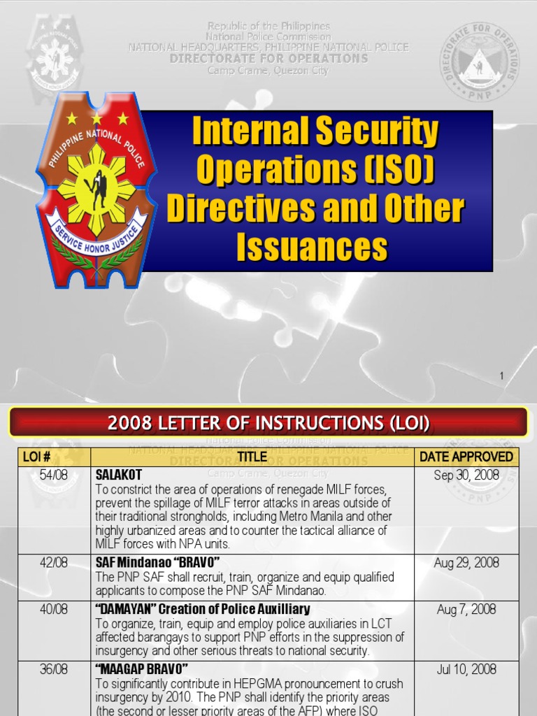 PNP Internal Security Operations Overview | PDF | Police | National ...