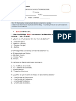 Evaluación Lectura Complementaria3° La Cama Magica de Bartolo