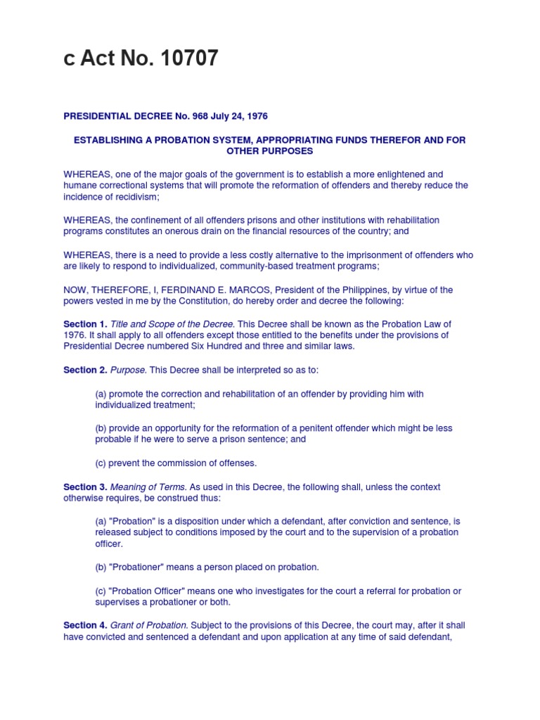 Probation Laws PDF Probation Probation Officer