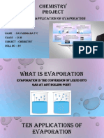 Chemistry Project: Topic: Ten Application of Evaporation