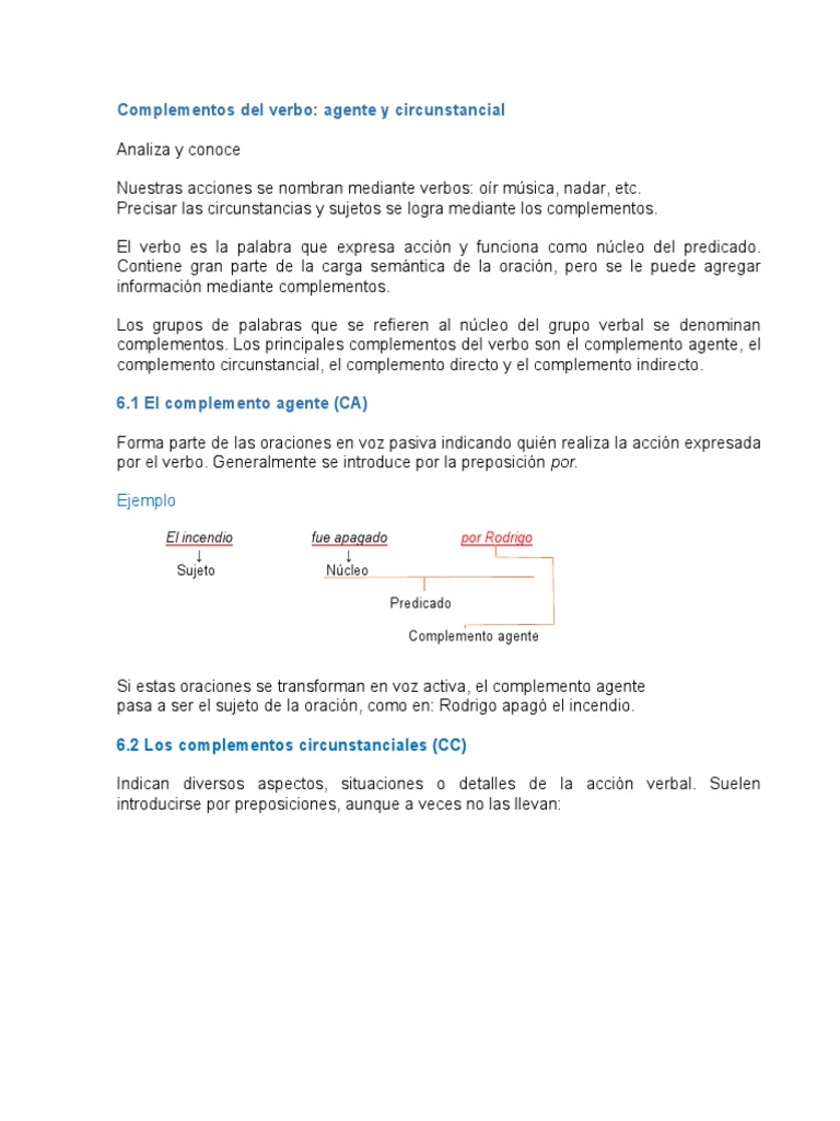 Complementos del verbo: agente y circunstanciales | PDF | Verbo ...